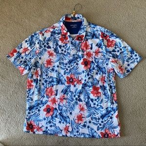 UnTuckit floral short sleeve button shirt L